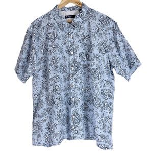 Cremieux Classics Men’s Short Sleeve striped Paisley Shirt Size XL